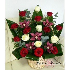 Cos 5 orhidee si 16 trandafiri