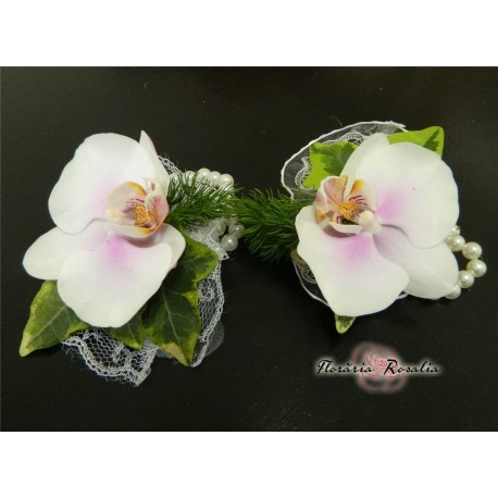 Corsaj pe margele cu orhidee phalaenopsis
