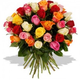 Buchet 37 trandafiri multicolori