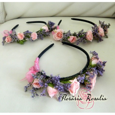 Coronita cu 5 miniroze si limonium