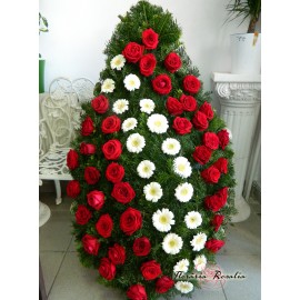 Coroana cu trandafiri si gerbere