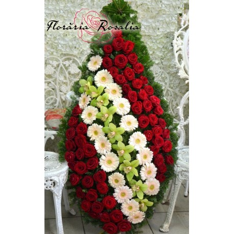 Coroana orhidee, gerbera si trandafiri