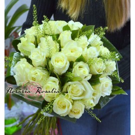 Buchet 25 trandafiri albi
