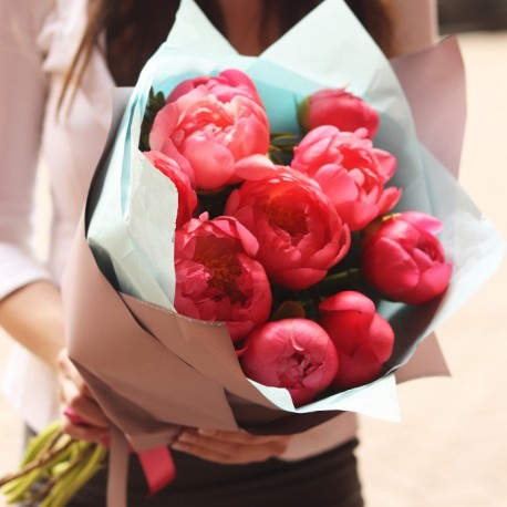 Buchet 9 bujori Coral