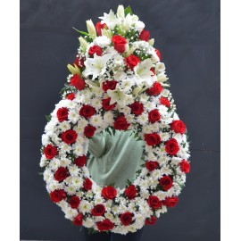 Coroana lacrima cu trandafiri rosii