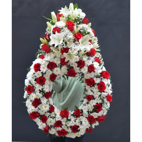 Coroana lacrima cu trandafiri rosii