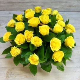 Cos 25 trandafiri galbeni