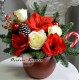Arajament Craciun cu trandafiri albi si amaryllis